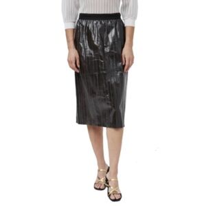 RACHEL COMEY sz S ANTHRACITE 100% Leather Eel Plates Vox Pencil Skirt ( Flaw ! )